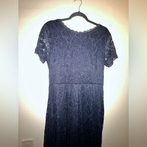 Chic Navy Lace Midi Dress-Dresstells- Unique Vintage